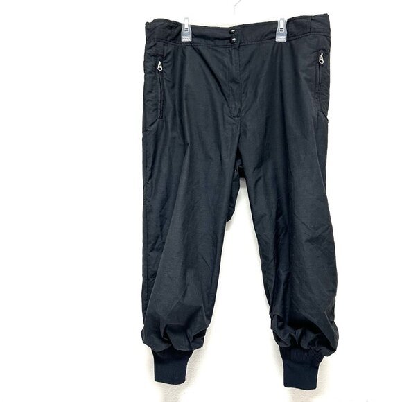 Vtg 1st Down Ruched Crop Capri Pants 16 Black Zipped Pockets Outdoor Casual Hiki - Picture 1 of 11